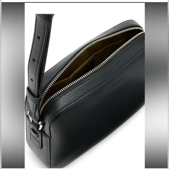 ALLSAINTS Captain Storm Black Color Leather Square Crossbody Bag - Picture 5 of 9
